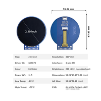Layar LCD TFT Melingkar 2.1 "GC9B72 360*360 SPI Modul Tampilan Bulat, Panel LCD Kecil Berwarna untuk Proyek DIY Arduino ESP32 M122