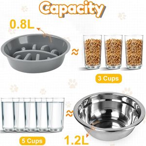 Comederos Elevados para Perros, Comedero Lento con 5 Alturas Ajustables, Ecológico, de Acero Inoxidable y Plástico ABS, para Uso en Interiores, para Perros y Gatos - Product Image 5