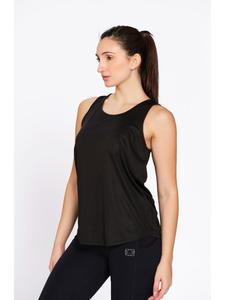 Wholesale Munns & Mars <b>Women</b> Black Polyester Activewear Tank <b>Top</b> Solid Box Pleated Sleeveless Athletic Clothing for Fitness - Product Image 4