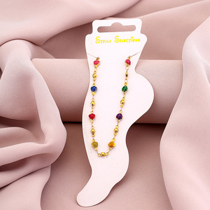 Chaînes <span class=keywords><strong>de</strong></span> <span class=keywords><strong>Cheville</strong></span> Bohèmes en Acier Inoxydable Plaqué <span class=keywords><strong>Or</strong></span> 18 carats avec Pierres Naturelles pour Unisexe – Vente Chaude Ins Été - Product Image 2