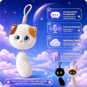 Kids AI Talking Cotton <b>Plush</b> <b>Cat</b> Doll Emotional Support Chat Robot Voice Control Early Education Story Toy Pendant Unisex Gift - Product Image 3