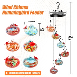 Solar Wind Chime <span class=keywords><strong>Bird</strong></span> Feeder appesa all'aperto con funzione di alimentazione degli uccelli ornamento da giardino attrazione della fauna selvatica - Product Image 3