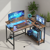 Table de jeu en bois en forme de L avec éclairage RGB, design pour les amateurs de jeux, pour la maison, le bureau, la chambre