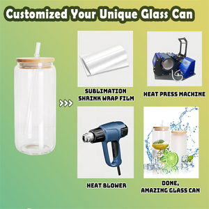 16oz Clear Frosted Bottle Jar <strong>Drink</strong> Cup Water Mug 12 16 20 25 Oz Can Shaped Sublimation Beer <strong>Glass</strong> With <strong>Bamboo</strong> Lid and Straw