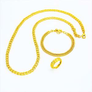 Bracelet de patron dominant pour <span class=keywords><strong>homme</strong></span> plaqué or, anneau plat, vente en gros, collier assorti pour <span class=keywords><strong>homme</strong></span> - Product Image 5