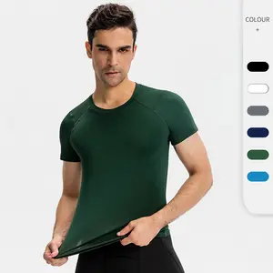 TOPKO Fitness kısa kollu sıkı çalışan eğitim spor giysileri yüksek elastik ter kurutma T shirt