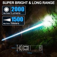 Linterna Táctica Recargable Banral de 2000 Lúmenes, 5000mAh, LED Súper Brillante, IPX5 Impermeable, Portátil, USB-C, 5 Modos Ajustables