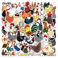 Autocollants de poulet de dessin animé, 50 pièces, adhésif créatif imperméable en PVC, valise décorative