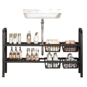 Carbon Steel Sustainable Multifunction Modern Glossy Standing Bathroom Accessories <b>Storage</b> Rack Baskets 2-Tier Tableware - Product Image 1