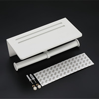 Porte-rouleau de papier toilette double auto-adhésif en aluminium spatial avec étagère, blanc