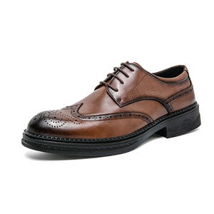 Chaussures Oxford Brogues carrées en cuir véritable sur mesure pour hommes, haut de gamme, pleine fleur, décontractées, respirantes, antidérapantes, massantes - Product Image 5