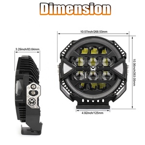 Faro <span class=keywords><strong>LED</strong></span> OVOVS da 9 Pollici Fuoristrada 13000LM 148W Alta e Bassa Luminosità con Anello DRL Impermeabile per Jeep SUV UTV Pickup - Product Image 6