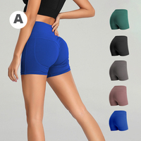 Pantalones cortos de Yoga con bolsillos para mujer, Shorts de motorista de entrenamiento de cintura alta para correr