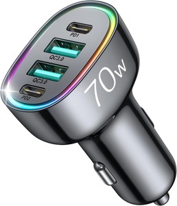 Chargeur de voiture haute puissance 70W 4 ports USB Type C PD3.0 QC3.0 <span class=keywords><strong>PPS</strong></span> charge rapide avec chargeur et adaptateur intelligent Smart IC - Product Image 1