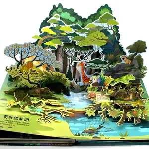 الجملة الأطفال بأسعار معقولة الصينية التعليمية فيري حكايات عالم الحيوان ثلاثية الأبعاد المنبثقة لوحة كتب في العلوم