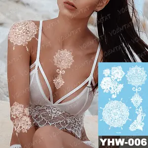 Yoemwat adesivo de tatuagem impermeável, branco, henna, moda temporária