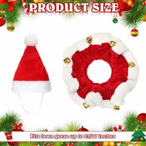 Knitted <b>Red</b> <b>Scarf</b> 23 Inch Santa Outfit Clothes for Goose Christmas Outdoor Patio Yard Lawn Art - Product Image 2
