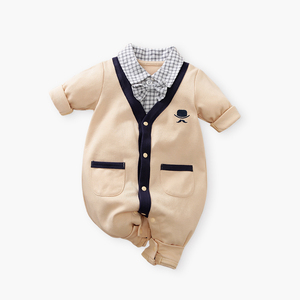 Combinaison pour bébé garçon, style minimaliste, motif <span class=keywords><strong>lune</strong></span>, pour 100 jours, tenue de gentleman élégante, idéale pour l'escalade et les anniversaires - Product Image 1