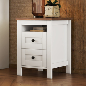 Modern 2-Drawer Wooden Nightstand with Sleek Lines and Eco-Friendly Design Storage Cabinet for Bedroom - Product Image 1