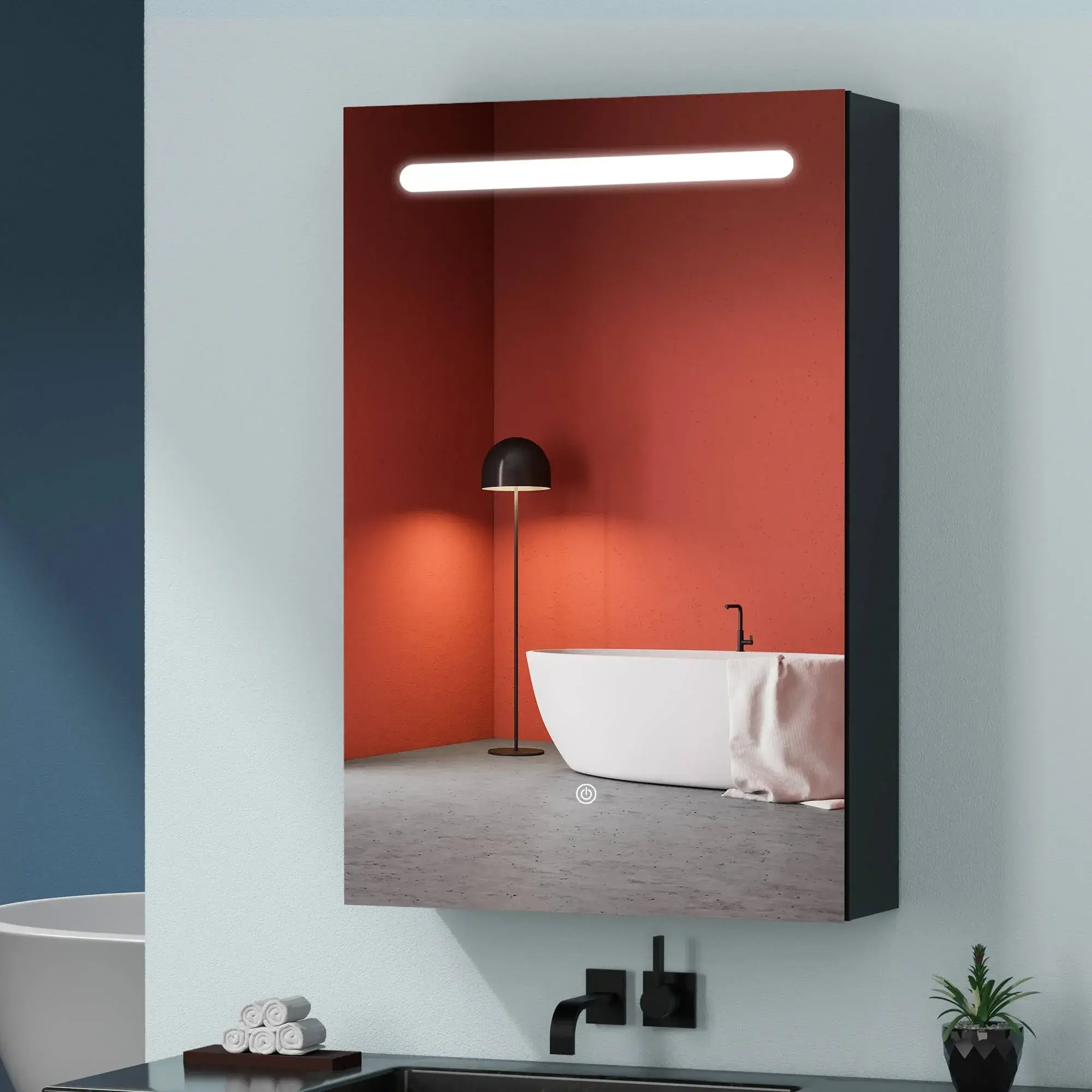 Gabinetto del bagno Ss a specchio armadietto del Buffet del bagno Smart Set con specchio