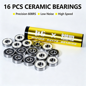 Rodamientos de Cerámica Blancos para Patines de Carreras, Paquete de 16 Rodamientos de 6 Bolas de Alta Velocidad para Patines en Línea Profesionales con Espaciadores - Product Image 5