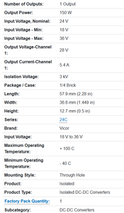Module d'alimentation en cuivre V24C28H150BG 1600W - En stock - Product Image 5