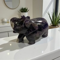 Cristaux d'améthyste en gros, pierre précieuse artisanale, éléphant sculpté à la main, pierre de guérison Reiki, statue d'animal, objets de collection, décoration, ornement