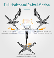 Zeno Articulating Tv Wall Mount dengan Ekstensi 504mm Profil Rendah 54mm ke Dinding untuk TV Datar/Lengkung 32-60 Inch