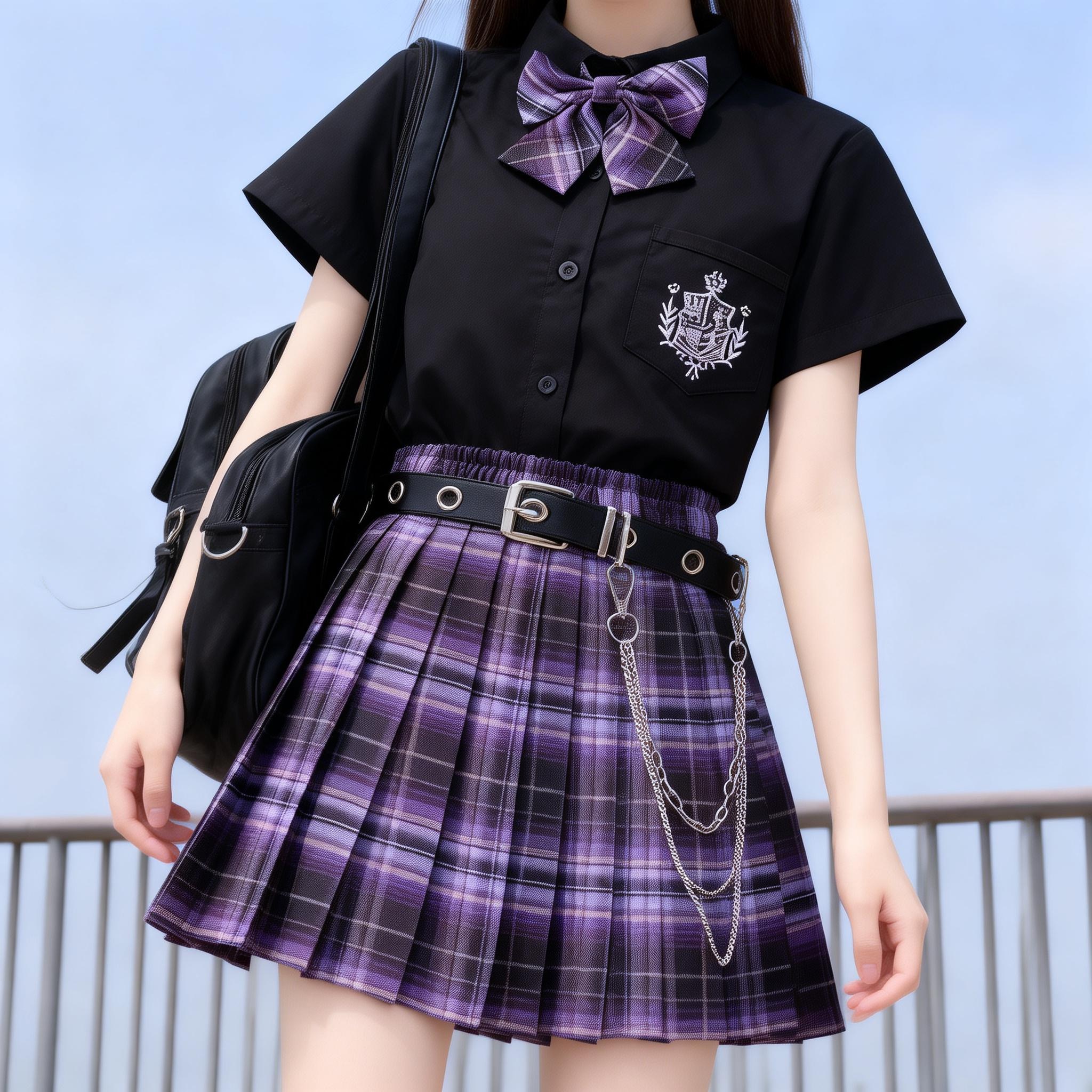 E-sport Girl + Maglietta Nera a Maniche Corte + Papillon + Cintura