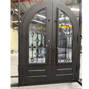 Hot Sale Flat Exterior Front Metal Steel Entry Doors for House Modern Main Wrought Iron Grill Entrance Double Entry Door Designs - Product Image 1