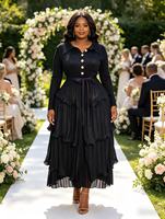 Robe longue plissée Miyake grande taille pour femme, élégante et décontractée, couleur unie, avec boutons, idéale pour les fêtes – Vente en gros Afrique