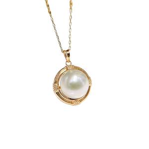 31412 DIY Simple <b>Necklace</b> Pendant with 12-13mm Round S925 <b>Silver</b> Beads Empty Stand <b>Pearl</b> Accessories for Your Personalized Style - Product Image 5