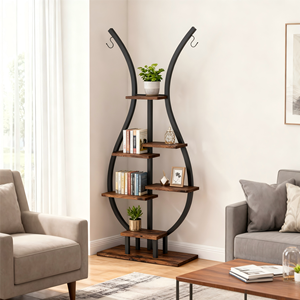 Estante de Almacenamiento de Hierro de 6 Niveles, Estilo Rústico, Ecológico, para Jardín, <span class=keywords><strong>Exterior</strong></span>, Soporte para <span class=keywords><strong>Macetas</strong></span> de Hierro Forjado, Colgante - Product Image 6