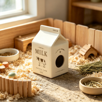 Maison pour hamster en céramique en forme de carton de lait, nid pour petits animaux et oiseaux, grotte, cachette artisanale pour animaux de compagnie, lit douillet pour la vente en gros