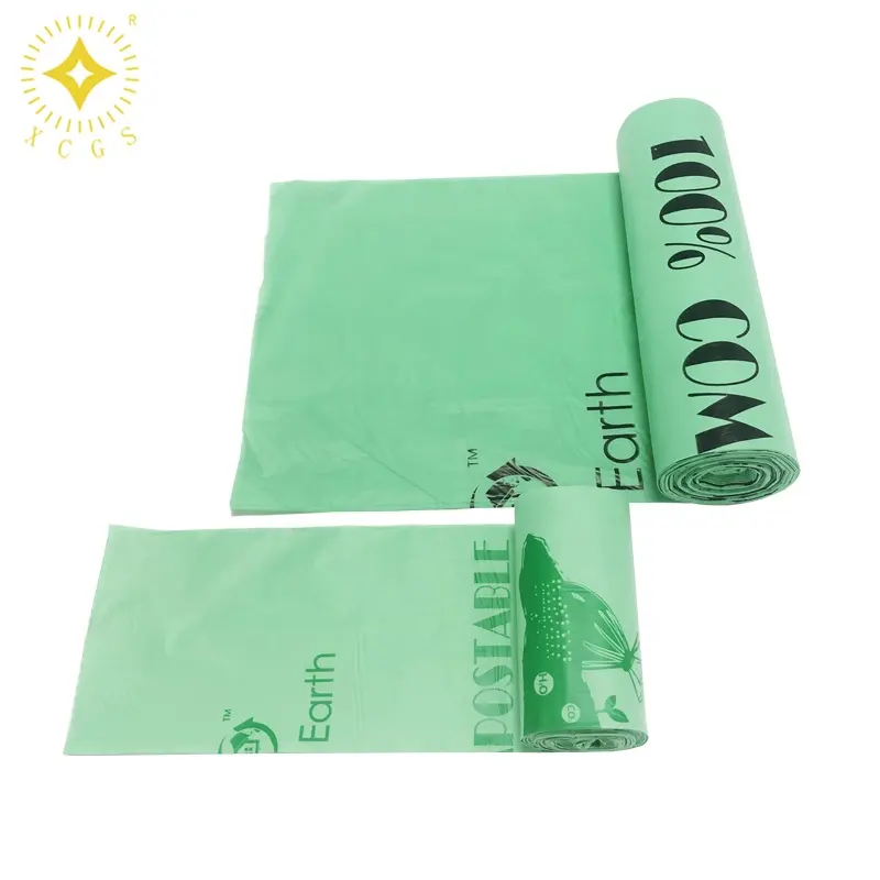 Sacs poubelle compostables biodégradables écologiques avec impression et taille personnalisées en rouleau