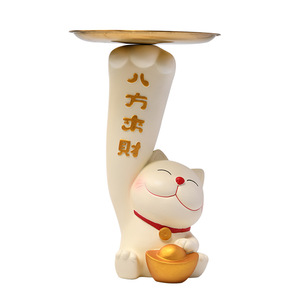 Lucky Cat Storage Ornament Resin Home Decoration Artistic Entryway Gift for Colleagues Friends - Product Image 4