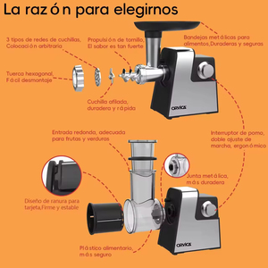 Machine électrique domestique multifonction en acier inoxydable 2800W pour le remplissage de saucisses et la découpe entièrement automatique de pommes de terre en lanières - Product Image 4