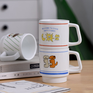 Mug en céramique empilable blanc personnalisé, pour la maison, le bureau, mug à café vintage - Product Image 4