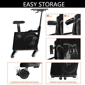 RUIBU 2023 vélo stationnaire pour bureau à domicile vélo d'appartement magnétique à 8 niveaux avec siège réglable et table de bureau - Product Image 6