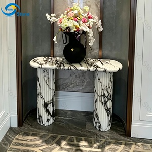 Table console en marbre Calacatta Viola, table console moderne pour <span class=keywords><strong>entrée</strong></span>, table console de luxe avec plateau en marbre Arabescato, piliers cannelés - Product Image 1