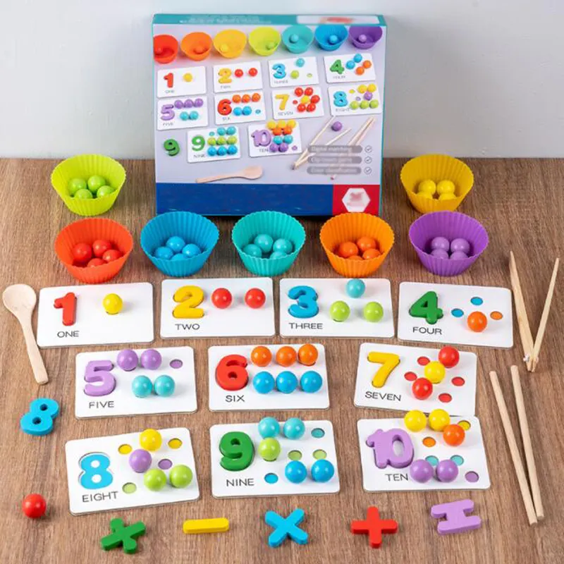 Toptan boncuk oyunu erken eğitici oyuncak el beyin eğitim klip boncuk bulmaca kurulu matematik oyunu bebek Montessori ahşap oyuncaklar