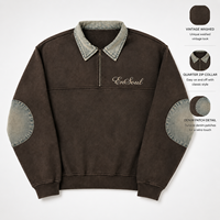 Sweat-shirt personnalisé pour homme, style vintage délavé, col zippé, coupe oversize, unisexe, streetwear rétro, coupé-cousu