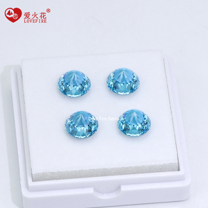 ขายดี 5A คุณภาพสูง คิวบิกเซอร์โคเนีย ทรงกลม ตัดแบบ Twinkle <span class=keywords><strong>Star</strong></span> สีฟ้าอะความารีน 6.0 มม. อัญมณีเทียม - Product Image 5