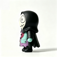 Figurine statique gothique en vinyle OEM, motif fantôme vaudou, patchwork multicolore, yeux brodés au point de croix, noir, vente en gros usine Chine