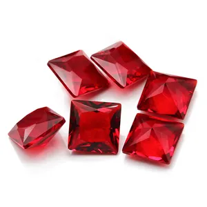 Граненый драгоценный камень квадратной формы, красные стеклянные драгоценные камни принцессы