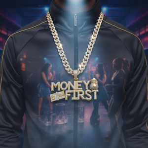 Stunning Round Diamond <b>Studded</b> Iced Out Money First Customized Diamond Pendant in Hip Hop Style - Product Image 3