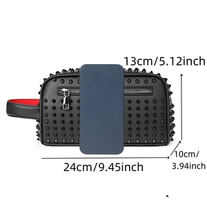 Vendita calda borse <span class=keywords><strong>da</strong></span> <span class=keywords><strong>uomo</strong></span> di fascia alta <span class=keywords><strong>in</strong></span> <span class=keywords><strong>pelle</strong></span> sintetica alla moda borse rivettate alla moda con chiusura a cerniera fodera <span class=keywords><strong>in</strong></span> poliestere stile donna - Product Image 5