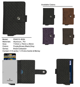 Black PU <b>Card</b> <b>Holder</b> <b>Wallet</b> with Geometric Pattern Snap Closure Multi-<b>Card</b> Position Unisex Short Design - Product Image 3
