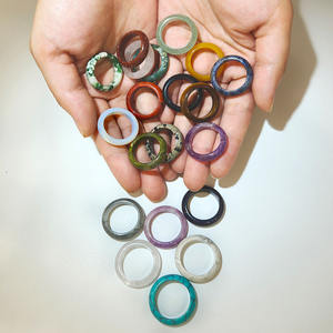 Merryshine Unisexe Turquoise Pierre Cristal Agate Jade Bande Bagues À La Main avec Classique <span class=keywords><strong>Fleur</strong></span> Oeil Forme Incrustation Hommes Femmes - Product Image 2