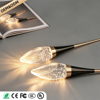 Lustre moderne pour escalier, luminaire de luxe pour villa, lampe suspendue pour grenier, luminaire design en cristal en forme de goutte de pluie